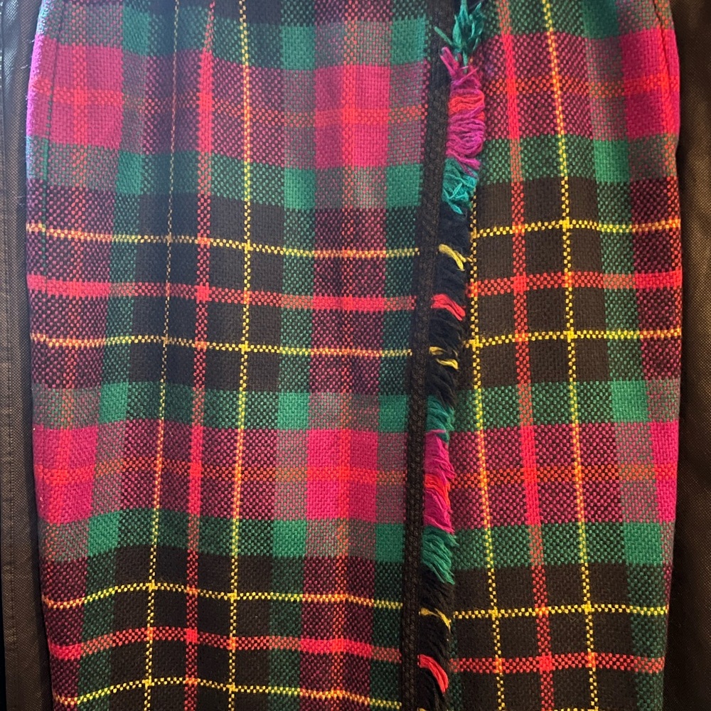 Carlisle Wool Skirt with Fuchsia and Blue Details